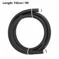 X Autohaux 5ft 8an Fuel Hose An8 1 2 Universal Braided Nylon Stainless Steel Cpe Oil Gas Line Black