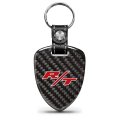 Dodge R T Logo Real Black Carbon Fiber Large Shield Style Key Chain Genuine Leather Strap 2 25 In X 1 75 