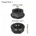 Uxcell M6 Serrated Flange Hex Lock Nuts Carbon Steel Black Oxide Finished 100pcs