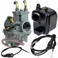 Glenparts Carburetor With Throttle Choke Cable Filter Box Replaces For Yamaha Pw50 1981 1982 1983 2001 2002 Y-zinger 1985-2000