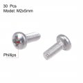 Uxcell M2x5mm Machine Screws Pan Phillips Cross Head Screw 304 Stainless Steel Fasteners Bolts 30pcs
