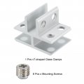 Uxcell T-shaped Glass Clamp For 10-12mm Thickness Adjustable Shelf Support Bracket Aluminum Alloy Clip Holder