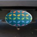 Flock Of Rainbow Birds Flying In Pattern Oval Tow Trailer Hitch Cover Plug Insert