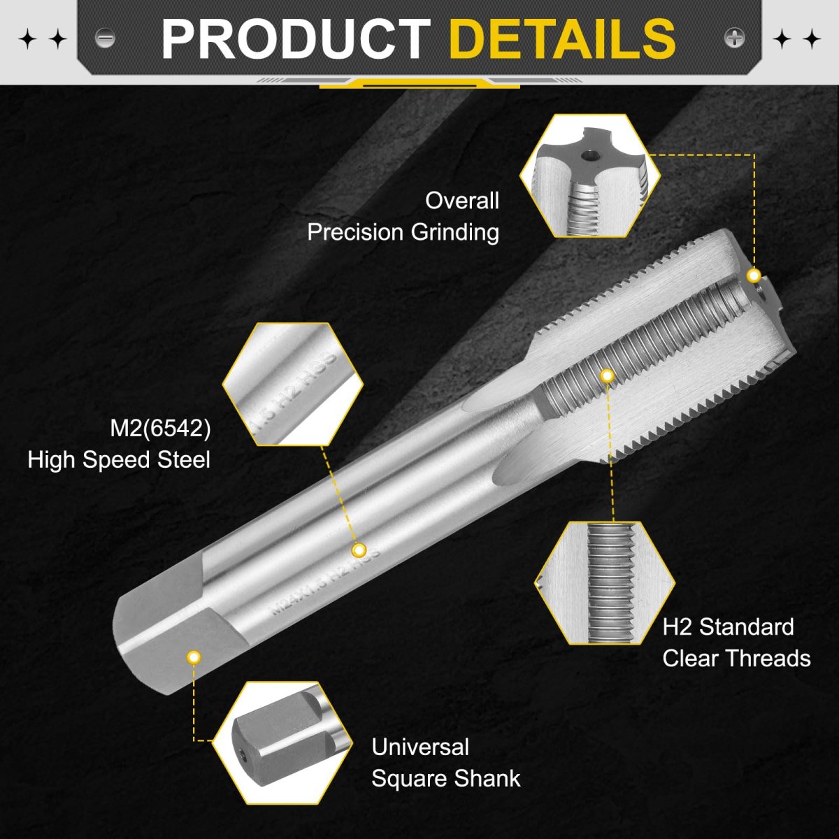 Hand Plug Tap M24 X 5 H2 Metric Thread Style Taps Straight Flute Screw Tapping Threading Tool High Speed Steel Hss6542