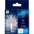 Ge Reveal Led Light Bulbs 60 Watt A15 Ceiling Fan Medium Base 2 Pack