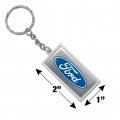 Graphics More Rectangle Ford Motor Company Blue Oval Logo Keychain In Chrome Plated Metal