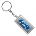 Graphics More Rectangle Ford Motor Company Blue Oval Logo Keychain In Chrome Plated Metal