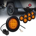 True Mods 8pc 2 5 Amber Round Trailer Led Clearance Marker Lights Dot Fmvss 108 Sae P2 Reflector Lens Grommet Flush-mount 