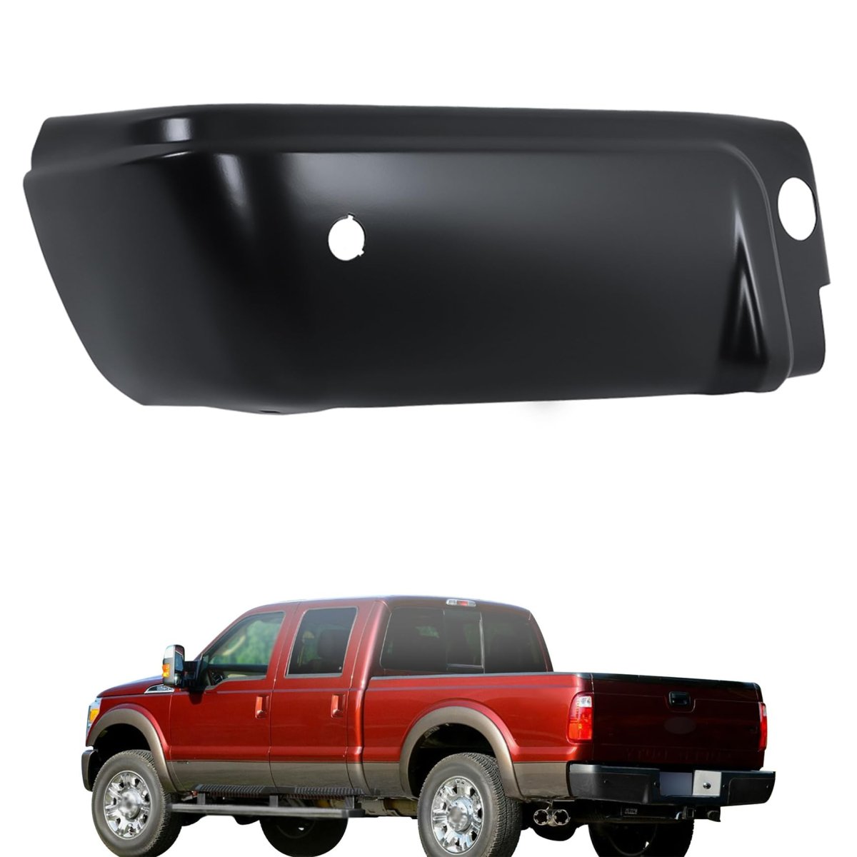 Rear Left Bumper End Cap For F250 F350 F450 Super Duty 2008 2016 Black Steel Replacement Fo1104123 With Park Assist Sensor