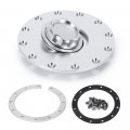 Universal Billet Aluminum Fuel Cell Cap Flush Mount With 12 Hole Bung And Gasket 5 343 In Bolt Holes Silver Drc0 
