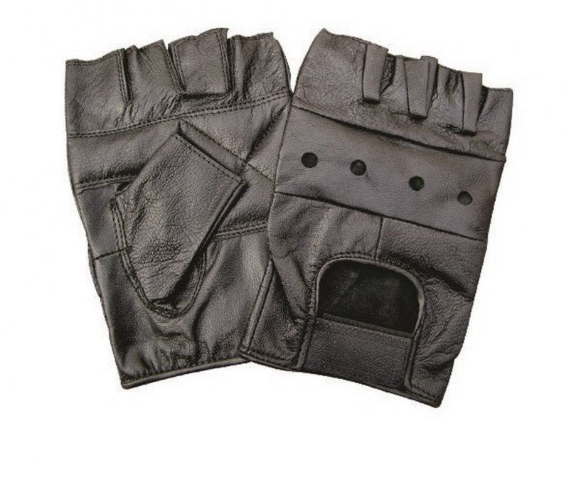 Cowhide Leather Fingerless Gloves W Padded Palm Al-3000-s