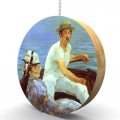 Manet Boating Party Hardwood Oak Fan Light Pull 