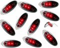 10 Pack 2 Red Oval Led Clearance Side Marker Light With Chrome Bezel For Truck Trailer 