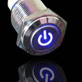 E Support 16mm 12v 3a Car Blue Light Power Symbol Metal Push Button Switch Socket 