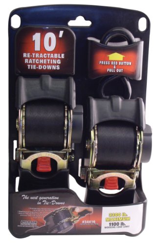 Erickson 34416 Pro Series Black 2 x 10 Retractable Ratcheting Tie-Down Strap 