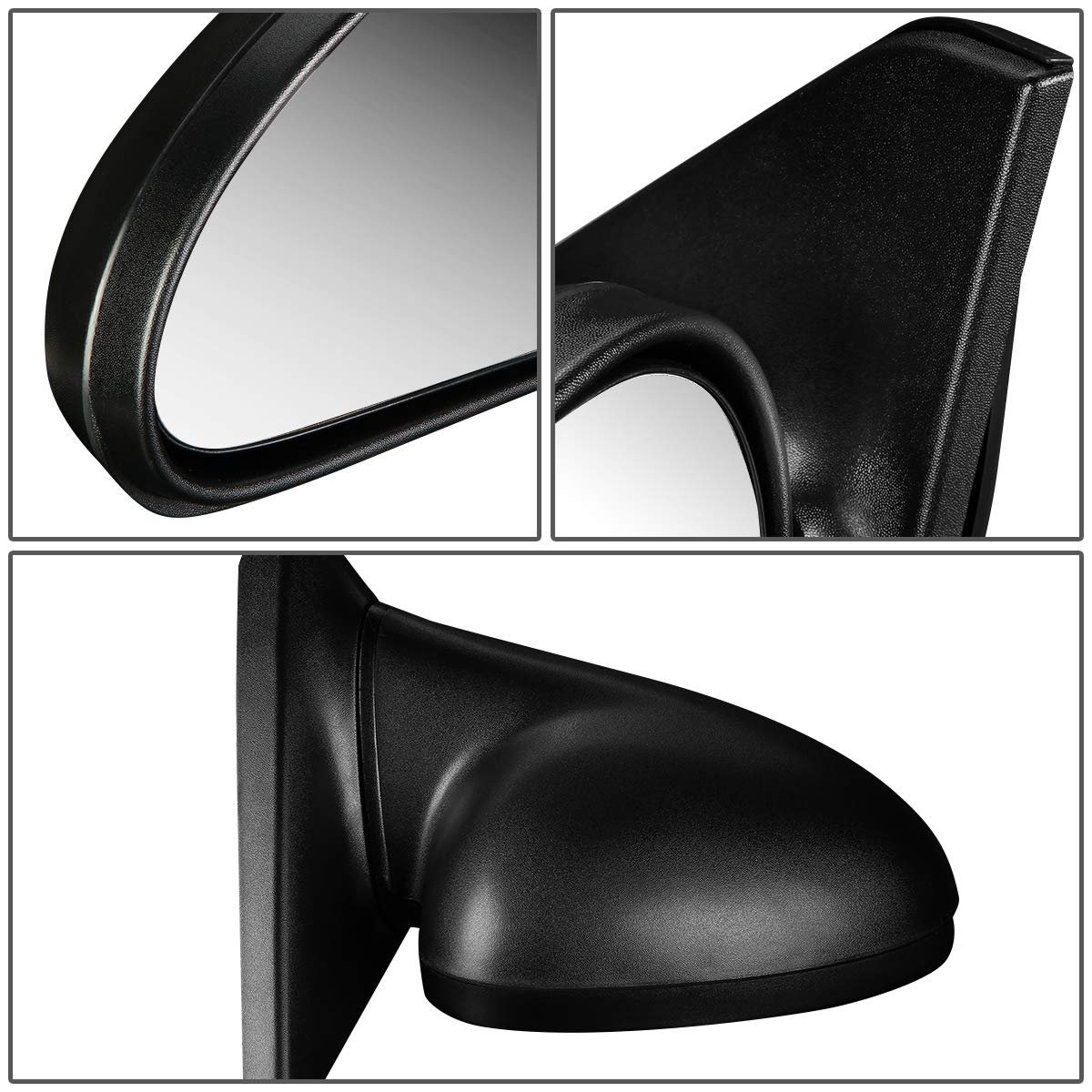 Manual Passenger Right Side View Door Mirror For Ford Escort 1998 To 2003 Black Textured Finish Convex Lens Mount Assembly