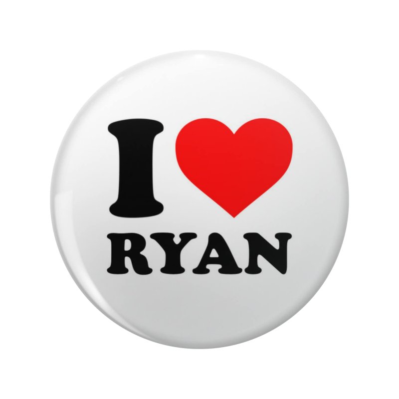 I Love Ryan Double Sided Stainless Steel Keychain 3d Resin Encased Round Design 1 25 In Novelty Keyring For Backpacks And
