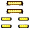 Astra Depot Combo 2x 6-led Strobe Light Mounting Brackets And 4pcs 4-led Sync Flashing Bar Warning Emergency Caution Beacon Car