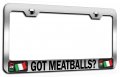 Got Meatballs Italian Italy Chrome Metal License Plate Frame Tag Holder Universal Fit For Us And Canada Vehicles 12 5 X 6 In 