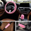 Tomall 5pcs High Elasticity Plush Steering Wheel Cover With Handbrake Gear Shift And Seat Belt For Girls Women Ladies Easy To 