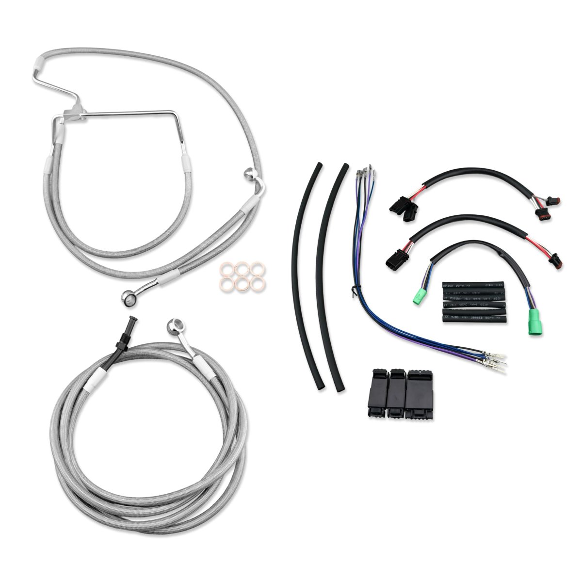 Smt- H-d 12 Chrome Extended Handlebar Cable Kit Brake Line Clutch Electronic Throttle For 2014-2016 Road King Street Glide