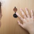 Holibanna 2pcs Cat Eye Back Cover Piece Door Viewer Plate Rotating Peephole Peep Holes Apartment Cover Car To Rotate Copper