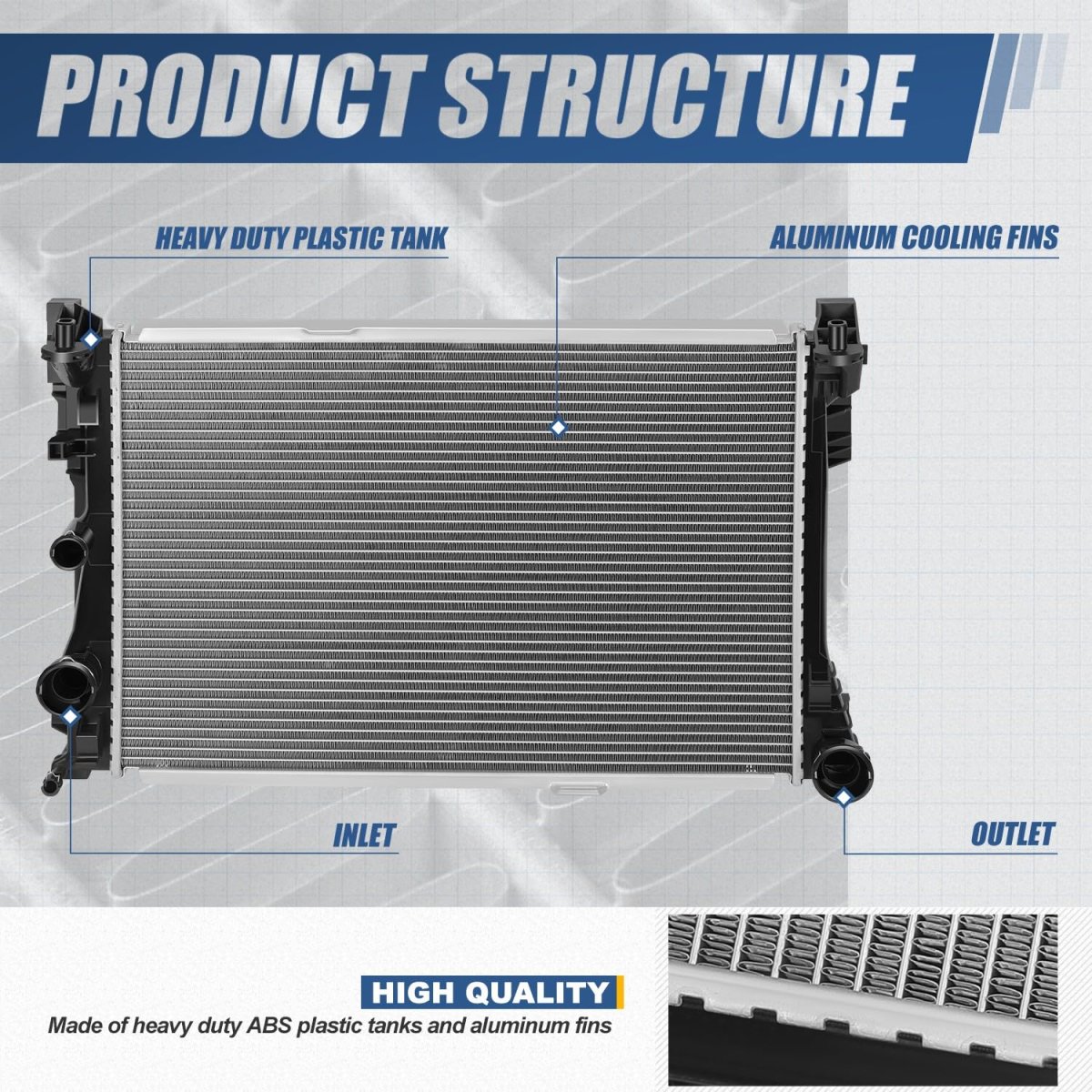Aluminum Core Radiator For Mercedes Benz C250 2012 2015 E250 2014 2016 Slk250 Slk350 Fit At Models 1 81 In Inlet Outlet