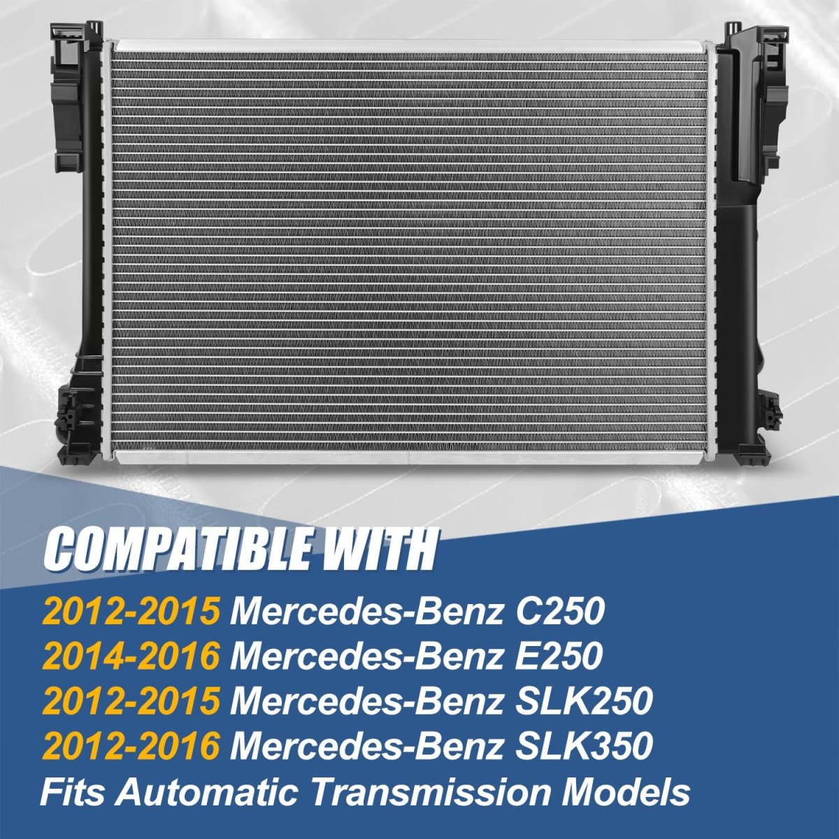 Aluminum Core Radiator For Mercedes Benz C250 2012 2015 E250 2014 2016 Slk250 Slk350 Fit At Models 1 81 In Inlet Outlet