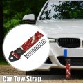 Car Tow Strap Kit Ancient Japanese Element Trailer Belt With Combination Of Flying Crane Pattern Rope Hook For Decorative Red