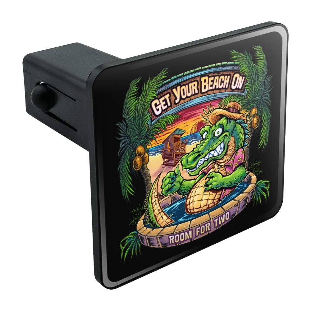 Get Your Beach On Gator Tropical Tiki Bar Tow Trailer Hitch Cover Plug For 1 25 In Receivers Black Abs Plastic With Uv