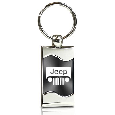 Jeep Grill Logo Gray Spun Brushed Metal Key Chain