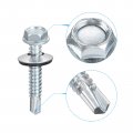 Uxcell 14 X 1-1 2 Self Drilling Screws With Rubber Washer 50pcs Zinc Plated Steel Roofing Hex Head Tapping Epdm For Metal To