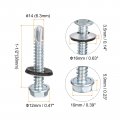 Uxcell 14 X 1-1 2 Self Drilling Screws With Rubber Washer 50pcs Zinc Plated Steel Roofing Hex Head Tapping Epdm For Metal To