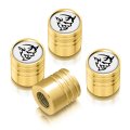 Dodge Demon In White On Golden Cylinder-style Premium Anodized Aluminum Tire Valve Stem Caps Set Of 4 