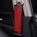 Mingzaiqipei Bling 2pcs Car Safety Belt Covers Crystal Diamond Seat Shoulder Pads For Women Or Girls Red