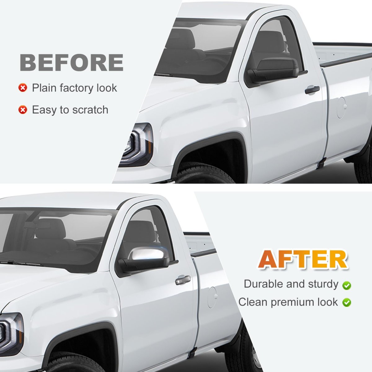 Chrome Mirror Cover And Handle For 2014 2018 Chevy Silverado 1500 Gmc Sierra 2015 2500 Hd 3500 2 Door Not Towing