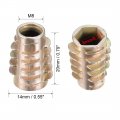 Uxcell Furniture Threaded Insert Nuts Zinc Alloy Hex-flush M8 Internal Threads 20mm Length 10pcs
