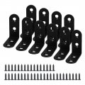 Uxcell 10pcs Angle Bracket Metal 40x40mm Black Corner Brace Fastener L Shaped Right Brackets Protector Shelf Support With