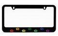 License Plate Frame Gay Lesbian Rainbow Paws Car Holder Glossy Black Tag Cover Auto Accessories Cool Decoration For Usa Canada 