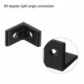 Uxcell 1515a Aluminum Extrusion Profile Corner Bracket 2 Holes L-shape Right Angle Joint Connectors Black 12 Pcs