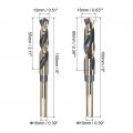 Uxcell Reduced Shank Drill Bit Set 13mm 16mm Titanium Nitride Coated High Speed Steel 4341 Tri-flat Drilling Tool For Stainless