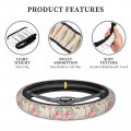Dujiea Floral With Eiffel Towers Elastic Stretch Steering Wheel Cover Anti-slip And Durable Car Accessories For Women Men 15