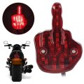 Led Motorcycle Taillight With Middle Finger Design Chrome Abs Housing Red Pc Lens 12v Brake Light License Plate Lamp