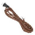 8ft 18 2 Twisted Cloth Covered Lamp Cord 1 Pcs Vintage Fabric Electrical Wire With Plug Stripped Ends Ready For Extension 