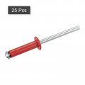 Uxcell Aluminum Blind Rivets 5mm X 20mm 13 64 25 32 Open End Rivet Flat Round Head For Joining Metal Plate Leather Red Pcs