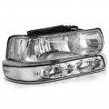 Ocpty Headlight Assembly Pair Replacement For 01-02 Chevy Silverado 2500 Hd 3500 00-06 Suburban 1500 Tahoe Clear Lens Chrome