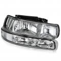 Ocpty Headlight Assembly Pair Replacement For 01-02 Chevy Silverado 2500 Hd 3500 00-06 Suburban 1500 Tahoe Clear Lens Chrome