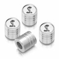 Ipick Image For Ford Mustang Cobra White On Silver Aluminum Cylinder-style Tire Valve Stem Caps 