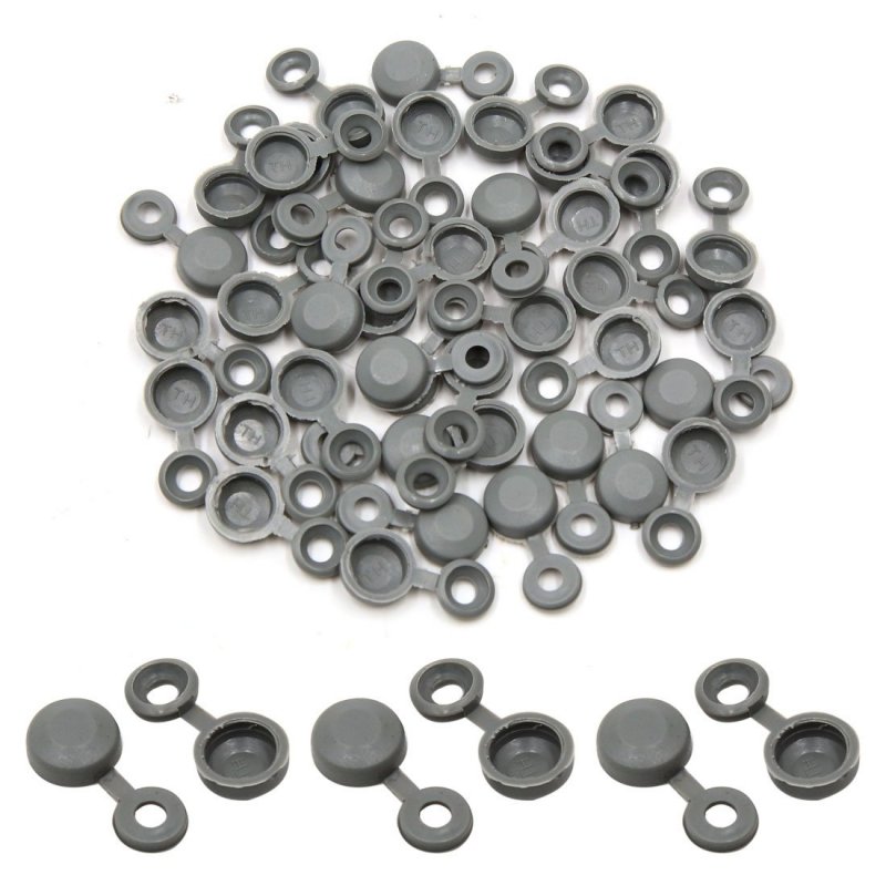 40pcs Gray Hinged Plastic Clips Screw Foldable Caps Cover 4mm For Auto Car