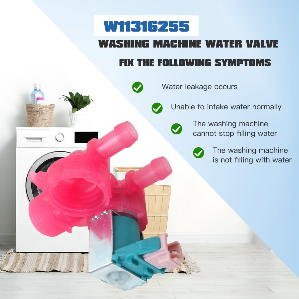 Water Inlet Valve Eap12711563 For Whirlpool Wfw9620 Series W11316255 W11036928 33490439 Ap6835736 Ps12711563